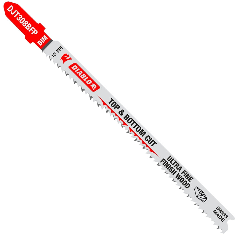 DIABLO Diablo DJT308BFP5 Jig Saw Blade, 4-5/8 in L, 12 TPI, Bi-Metal Cutting Edge