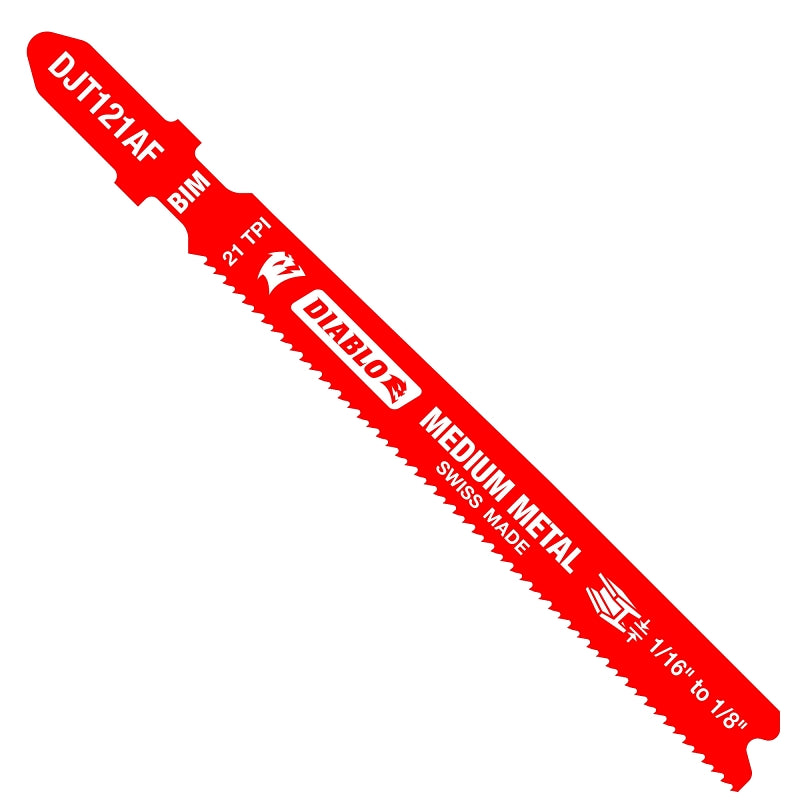 DIABLO Diablo DJT121AF5 Jig Saw Blade, 3-5/8 in L, 21 TPI, Bi-Metal Cutting Edge