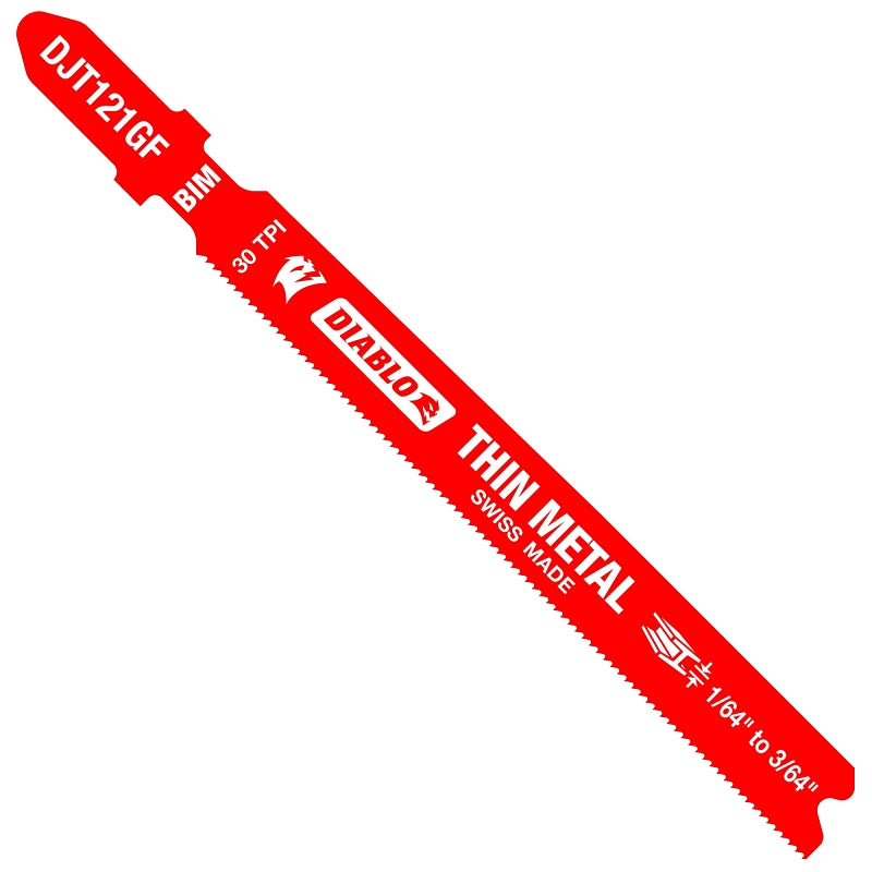 DIABLO Diablo DJT121GF5 Jig Saw Blade, 3-5/8 in L, 30 TPI, Bi-Metal Cutting Edge