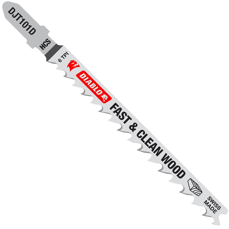 DIABLO Diablo DJT101D5 Jig Saw Blade, 4 in L, 6 TPI, High Carbon Steel Cutting Edge, 5/PK