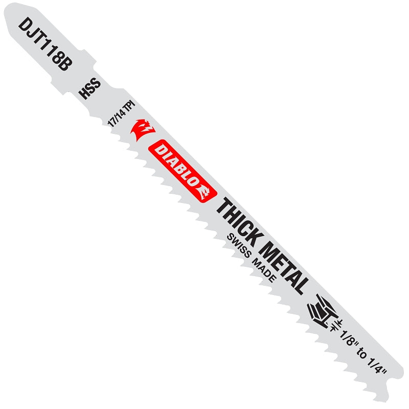 DIABLO Diablo DJT118B5 Jig Saw Blade, 3-5/8 in L, 17/14 TPI, HSS Cutting Edge