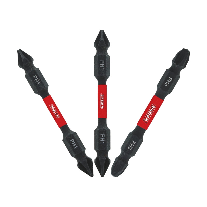 DIABLO Diablo DDEPHV25-S3 Insert Bit Set, 3-Piece, Includes: #1, #2 and #3 Double Ended Phillips Drive Bit TOOLS DIABLO
