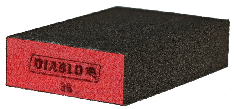 DIABLO Diablo DFBBLOCCRS03G Sanding Sponge, 4 in L, 2-1/2 in W, 36 Grit, Coarse, Aluminum Oxide Abrasive PAINT DIABLO
