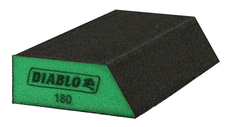 DIABLO Diablo DFBLANGSFN01G Sanding Sponge, Black/Green, 5 in L, 3 in W, Ultra Fine, Aluminum Oxide Abrasive, 1/PK PAINT DIABLO