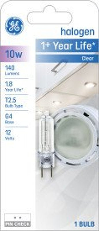 GE GE 85041 Halogen Bulb, 10 W, T3 Lamp, 140 Lumens