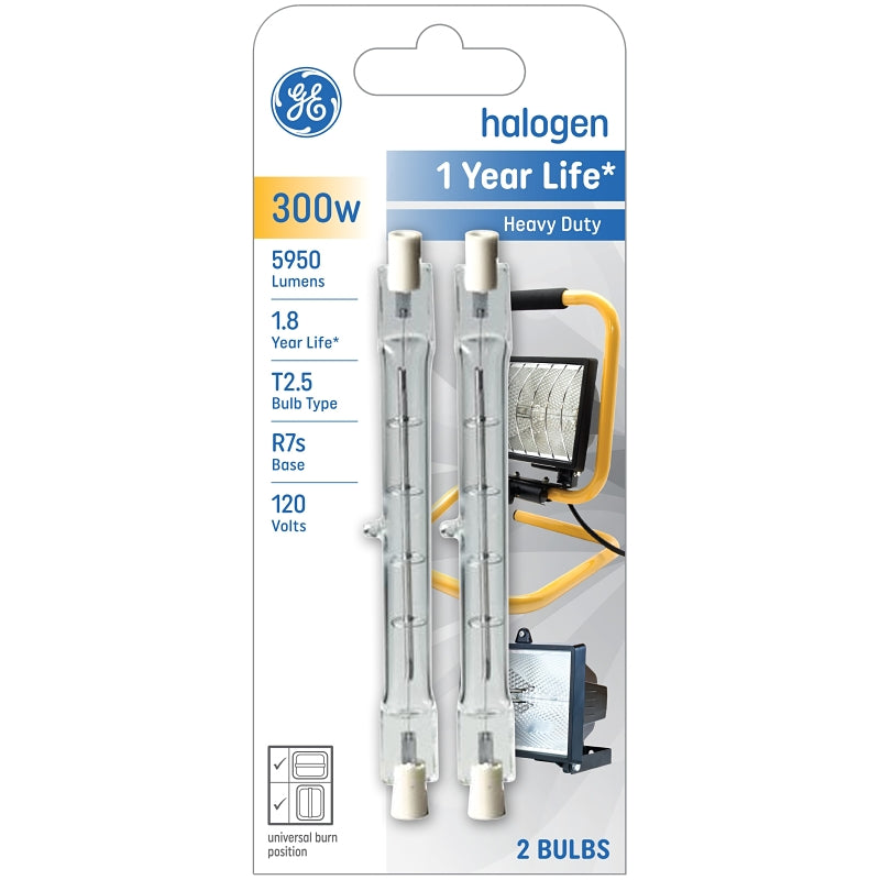 GE GE 85047 Halogen Bulb, 300 W, R7S Lamp Base, T2.5 Lamp, Clear Light, 5950 Lumens, 2950 K Color Temp ELECTRICAL GE