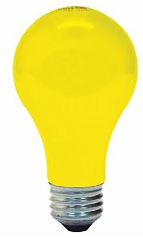 GE GE 97495 Bug Lightbulb, 60 W, A19 Bulb, E26 Medium Base, 550 Lumens, Yellow Light, 1000 hr Average Life