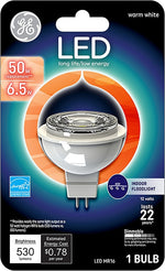 GE GE 93095551 LED Bulb, Track/Recessed, 500 Lumens, 7 W, MR16 Lamp, 50 W Equivalent, GU5.3 Lamp Base, Dimmable, Clear ELECTRICAL GE