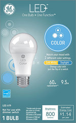 GE GE 93100289 LED Bulb, General Purpose, A19 Lamp, 60 W Equivalent, E26 Lamp Base, Frosted, Daylight/Soft White Light