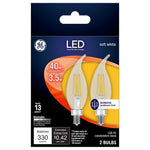 GE GE 93103493 Light Bulb, Decorative, Flame Lamp, 40 W Equivalent, Candelabra Lamp Base, Dimmable, Clear, Soft White Light ELECTRICAL GE