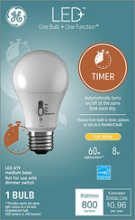 GE GE LED+ 93127245 Timer LED Light Bulb, General-Purpose, A19 Lamp, 60 W Equivalent, Medium (E26) Lamp Base, White ELECTRICAL GE