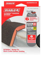DIABLO Diablo ULTRAflex DFPFLEXMEF06G Sanding Sponge Assorted Pack, 5 in L, 4 in W, 60, 100 Grit, Fine, Medium