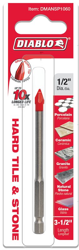 DIABLO Diablo DMANSP1060 Drill Bit, 1/2 in Dia, 3-1/2 in OAL, Hex Shank TOOLS DIABLO