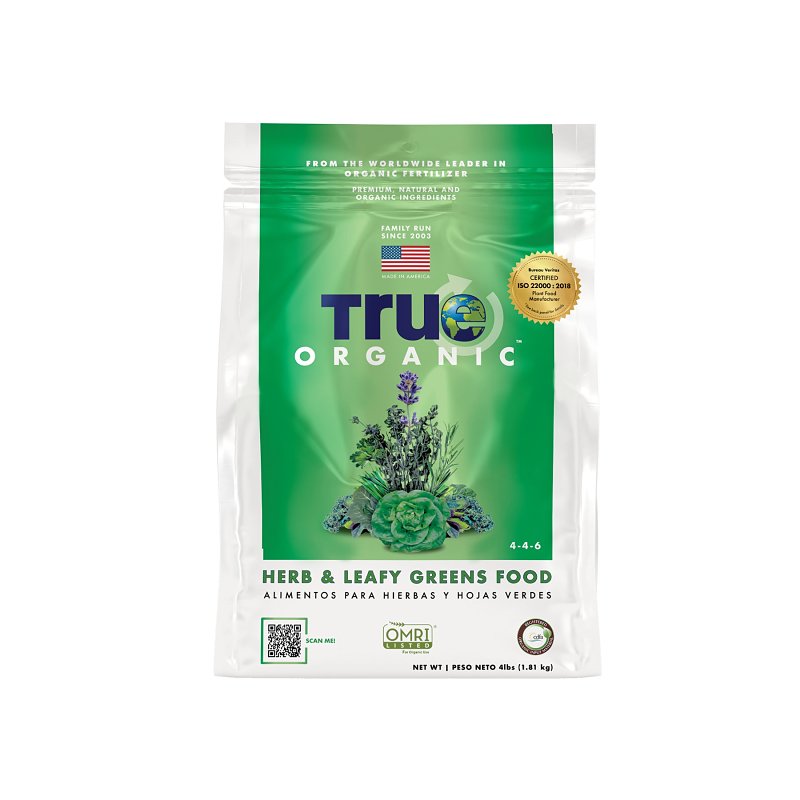 TRUE ORGANIC PRODUCTS I True ORGANIC R0010 Herb and Leafy Greens Food, 4 lb Bag, Granular, 4-4-6 N-P-K Ratio