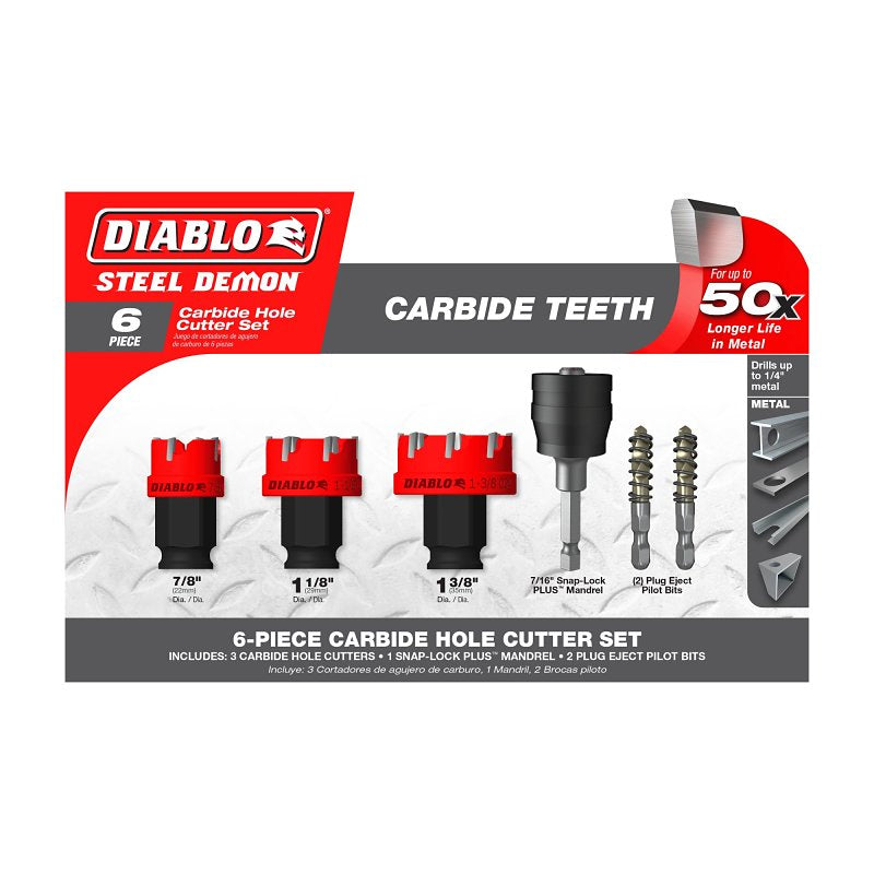 DIABLO Diablo Steel Demon DHS06CFS Hole Cutter Set, 6 -Piece, Carbide