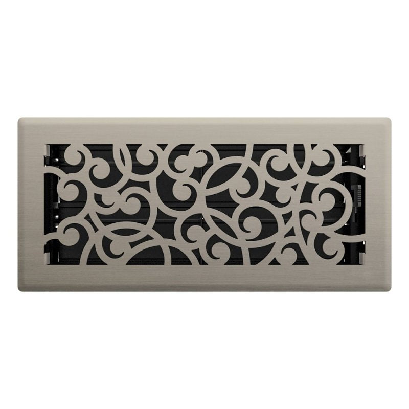 IMPERIAL Imperial RG3360 Wonderland Design Decorative Floor Register, 10 in L, 4 in W, Steel, Brushed Nickel