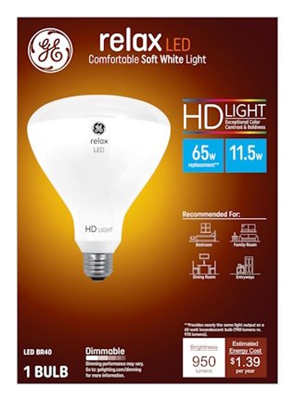 GE GE Industrial Solutions 43058 LED Bulb, Flood/Spotlight, BR40 Lamp, E26 Lamp Base, Dimmable, Soft White Light ELECTRICAL GE