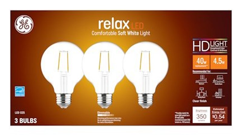 GE GE Industrial Solutions 43259 LED Bulb, Globe, 350 Lumens, 4.5 W, G25 Lamp, E26 Lamp Base, Dimmable, Clear, Soft White ELECTRICAL GE