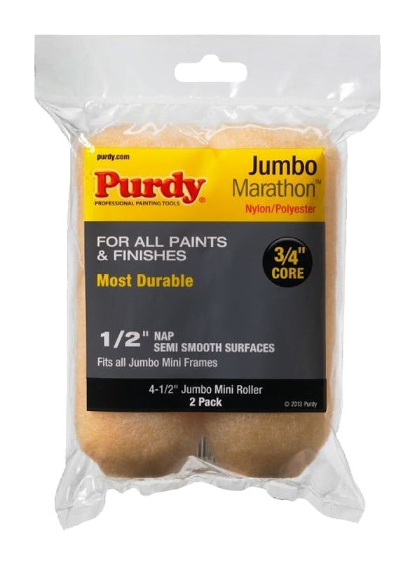 PURDY Purdy Marathon 14G624063 Paint Roller Cover, 1/2 in Thick Nap, 4-1/2 in L, Nylon/Polyester Cover PAINT PURDY