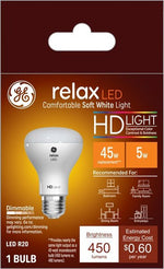 GE GE 45545 LED Bulb, Flood/Spotlight, R20 Lamp, 45 W Equivalent, E26 Lamp Base, Dimmable, White, Soft White Light