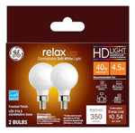 GE GE Industrial Solutions 45711 LED Bulb, 120 V, 350 Lumens, 4.5 W, G16.5 Lamp, E12 Lamp Base, Dimmable, Soft White