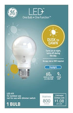 GE GE 93128969 Dusk to Dawn LED Bulb, A19 Lamp, 60 W Equivalent, E24/E26 Medium Lamp Base, DayLight ELECTRICAL GE