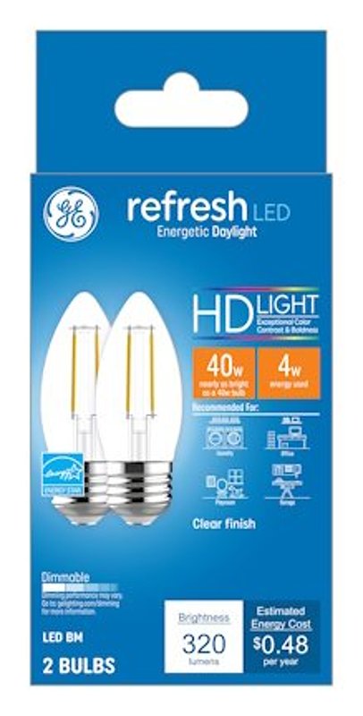 GE GE Industrial Solutions 31517 LED Bulb, 120 V, 300 Lumens, 4 W, BM Lamp, 40 W Equivalent, E26 Lamp Base, Dimmable ELECTRICAL GE