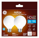 GE GE Relax Series 31696 Replacement LED Light Bulb, G25 Lamp, 60 W Equivalent, E26 Medium Lamp Base, Dimmable, White ELECTRICAL GE