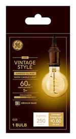 GE GE 36528 Vintage Light Bulb, G25 Lamp, 60 W Equivalent, E26 (Medium) Lamp Base, Dimmable, Amber, Warm White Light ELECTRICAL GE
