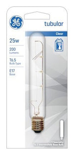 GE GE 44727 Light Bulb, 25 W, T6.5 Lamp, E17 Intermediate Lamp Base, 200 Lumens, 2500 K Color Temp ELECTRICAL GE