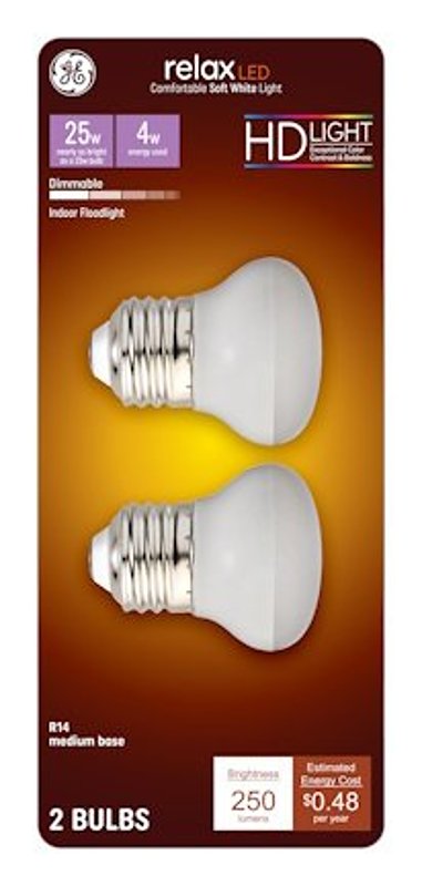GE GE 46961 LED Bulb, R16 Lamp, 40 W Equivalent, Medium Lamp Base, Dimmable, Warm White, 2700 K Color Temp ELECTRICAL GE