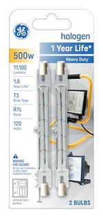 GE GE 85048 Halogen Bulb, 500 W, R7s Lamp Base, T3 Lamp, 11100 Lumens, 2000 hr Average Life