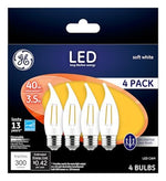 GE GE 92677 LED Bulb, 120 V, 300 Lumens, 4 W, CA Lamp, 40 W Equivalent, Dimmable, Soft White, 2700 K Color Temp
