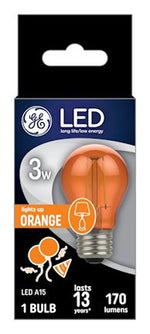 GE GE 93116858 Party Light Bulb, A15 Bulb, 3 W, Orange Bulb, LED Bulb, 2700 K Color Temp, 170 Lumens ELECTRICAL GE