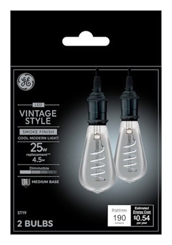 GE GE 93123799 LED Bulb, ST19 Lamp, 25 W Equivalent, E26 Medium Lamp Base, Dimmable, Soft White Light, 2700 K Color Temp ELECTRICAL GE