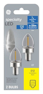 GE GE 93129008 Night Light Bulb, 1 W, Candelabra Lamp Base, C7 Lamp, 40 Lumens, 3000 K Color Temp