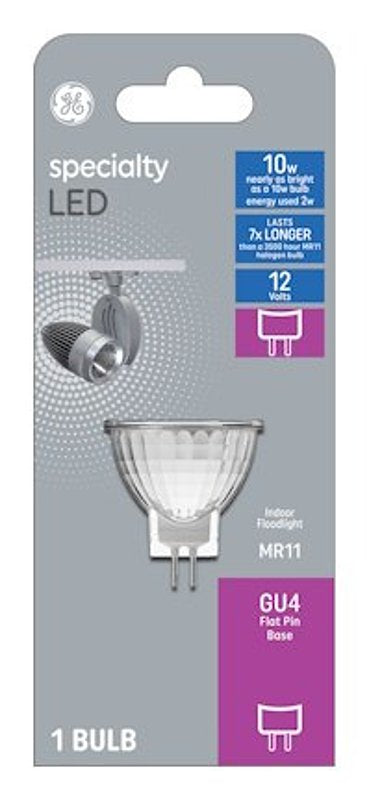 GE GE 93129013 LED Bulb, MR11 Lamp, 10 W Equivalent, GU4 Lamp Base, 3000 K Color Temp