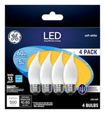 GE GE 93129351 LED Bulb, Flame Lamp, 60 W Equivalent, Medium Lamp Base, Dimmable, Frosted, Warm White Light