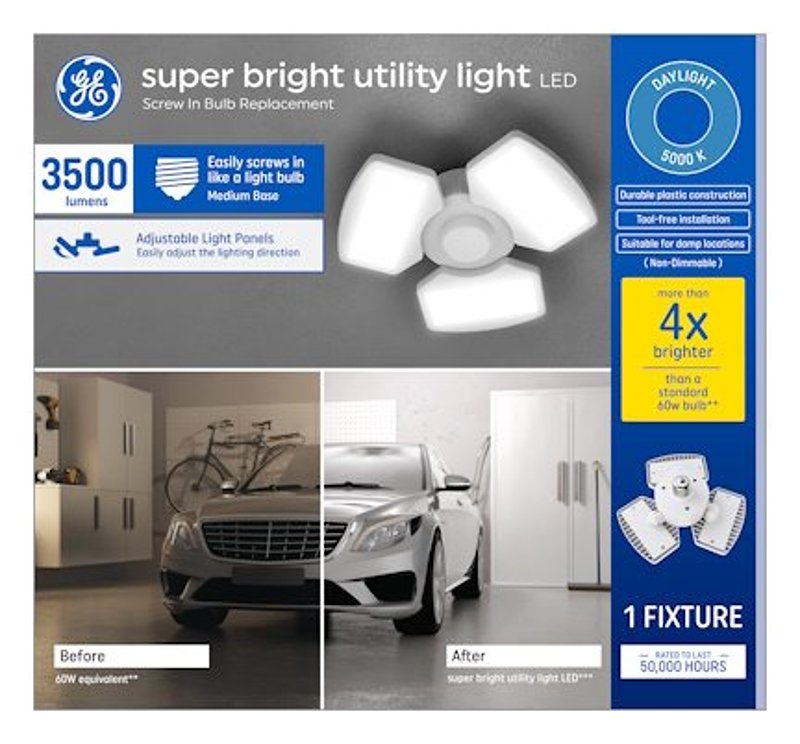 GE GE 93129817 Utility Light Fixture, 35 W, LED Lamp, 3500 Lumens, 5000 K Color Temp ELECTRICAL GE