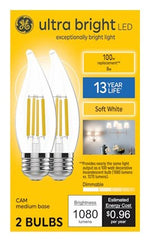 GE GE 93131752 Bulb, Candle Lamp, 100 W Equivalent, Medium Lamp Base, Yes, Warm White, 2700 K Color Temp