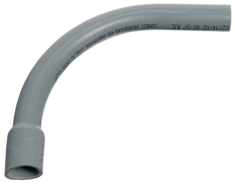 CARLON Carlon UA9DJB-UPC Elbow, 2 in Trade Size, 90 deg Angle, SCH 40 Schedule Rating, PVC, 24 in L Radius, Bell End, Gray ELECTRICAL CARLON