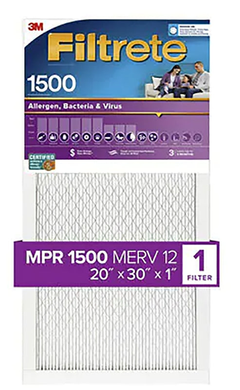 FILTRETE Filtrete 2022-4 Air Filter, 30 in L, 20 in W, 12 MERV, 1500 MPR, For: Air Conditioner, Furnace and HVAC System PLUMBING, HEATING & VENTILATION FILTRETE