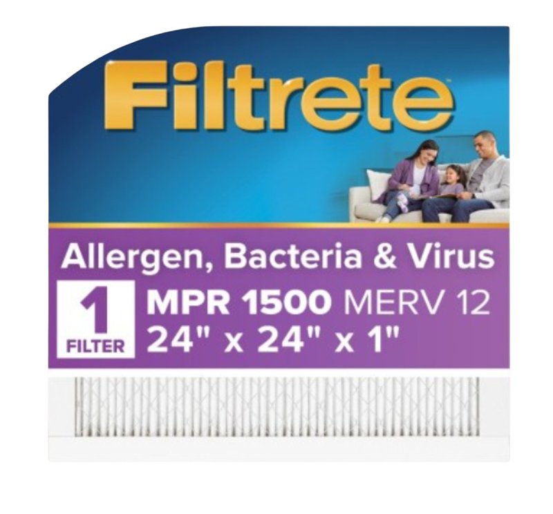 FILTRETE Filtrete 2012DC-4 Air Filter, 24 in L, 24 in W, 12 MERV, 1500 MPR, For: Air Conditioner, Furnace and HVAC System