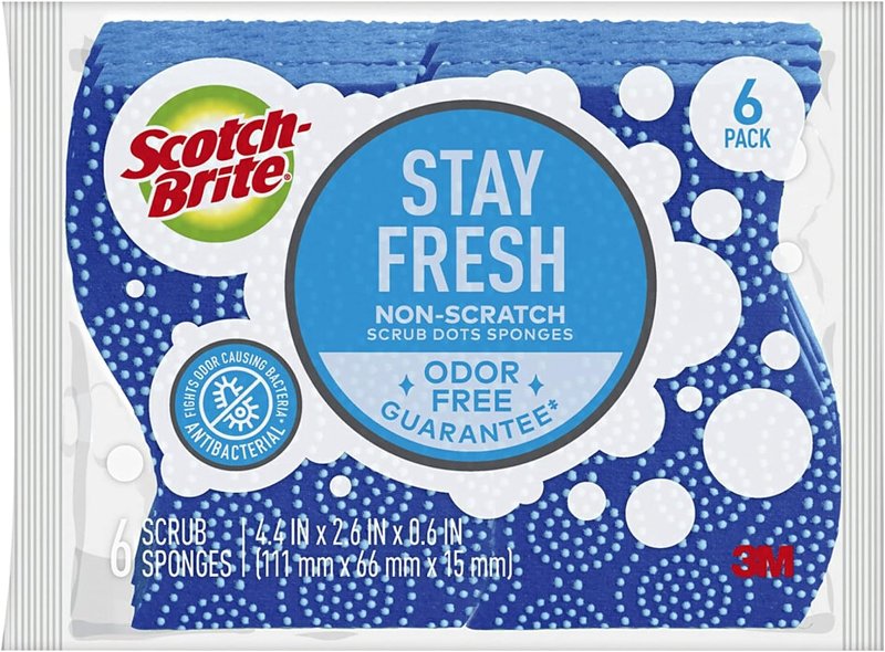 SCOTCH-BRITE Scotch-Brite 076308-91053 Scrub Dots Non-Scratch Sponge, 2.6 in L, 4.4 in W, 0.6 in Thick