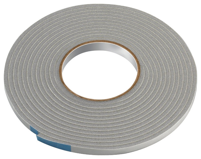 FROST KING Frost King V443H Foam Tape, 3/8 in W, 17 ft L, 3/16 in Thick, Vinyl, Gray