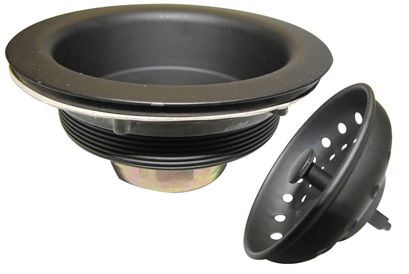 KEENEY Keeney K5414-BLK Strainer Set, Stainless Steel, For: 3-1/2 in Dia Opening Sink PLUMBING, HEATING & VENTILATION KEENEY