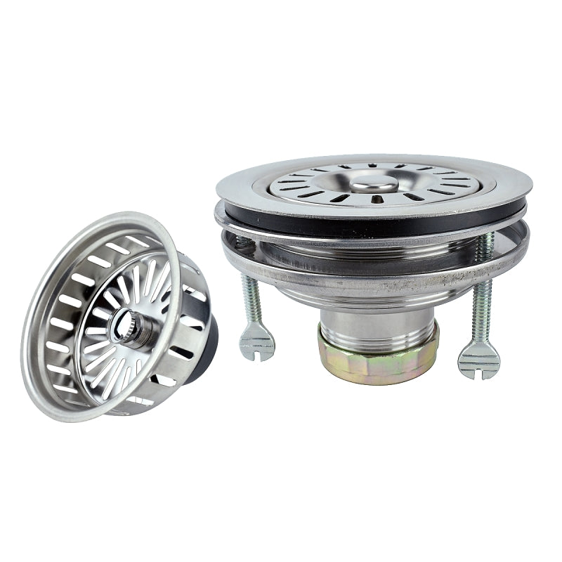 KEENEY Keeney K5416TFL Rust-Resistant Strainer, 4-1/2 in Dia, Stainless Steel, For: Standard 3-1/2 in Sink, 1/PK PLUMBING, HEATING & VENTILATION KEENEY