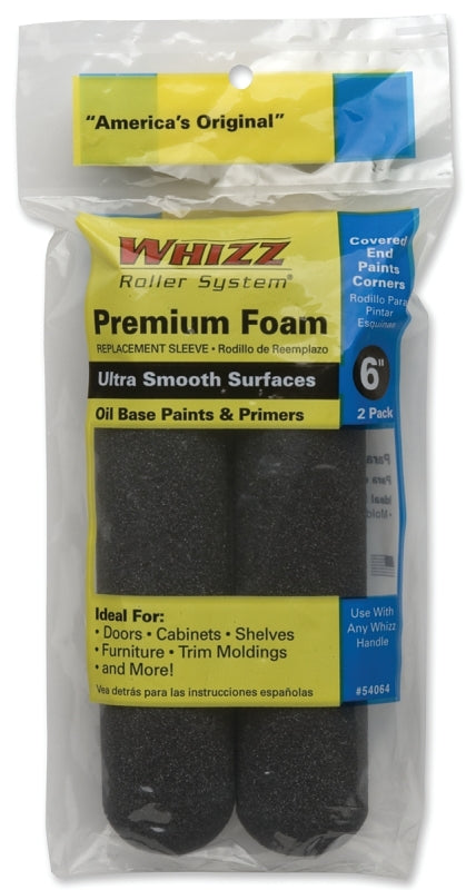 WHIZZ Whizz 54064 Roller Cover, 1/4 in Thick Nap, 6 in L, Foam Cover PAINT WHIZZ