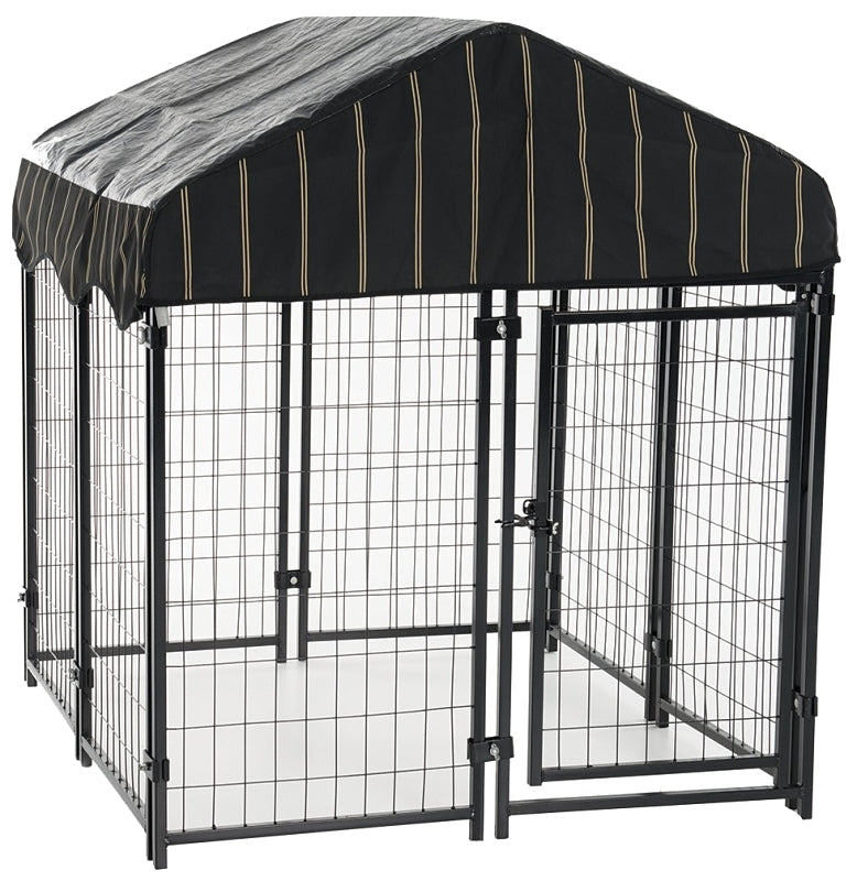 LUCKY DOG Lucky Dog CL 60445 Modular Pet Play Pen, 4 ft OAL, 4 ft OAW, 4-1/2 ft OAH, Steel, Powdered, Black