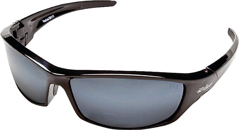 EDGE Edge SR117 Non-Polarized Safety Glasses, Black Frame, Unisex, Polycarbonate Lens, Full Frame, Nylon Frame, Silver Lens